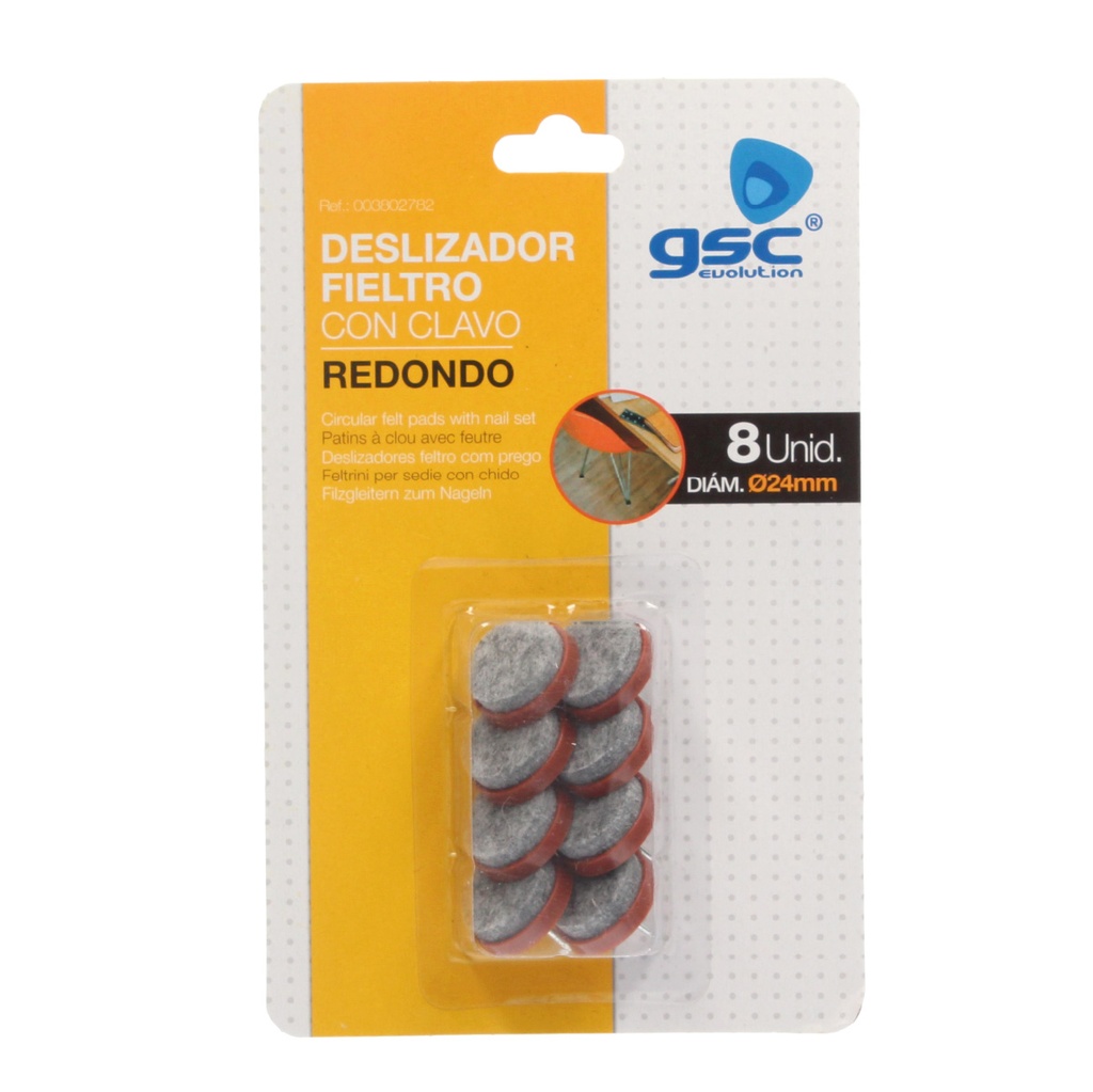 Set  8 fieltros redondos con clavo Ø24mm - Marron