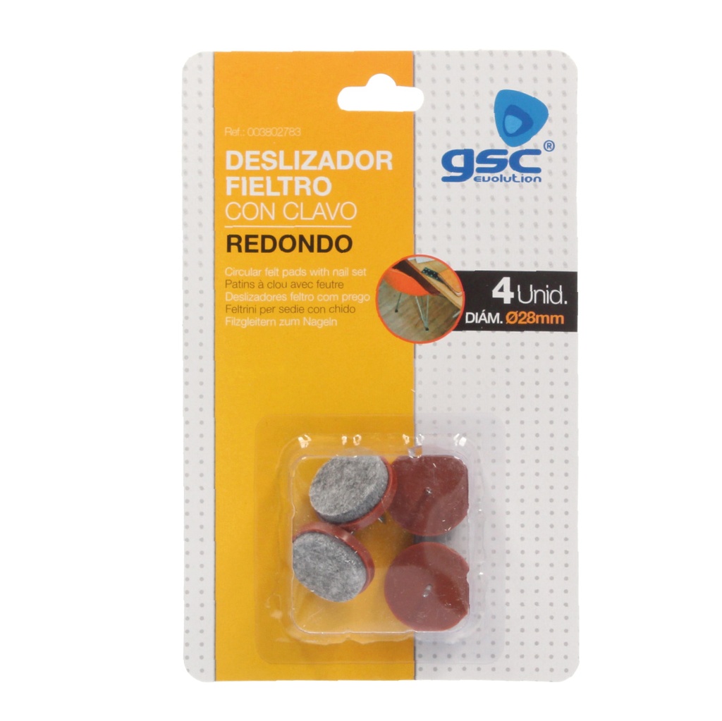 Set  4 fieltros redondos con clavo Ø28mm - Marron
