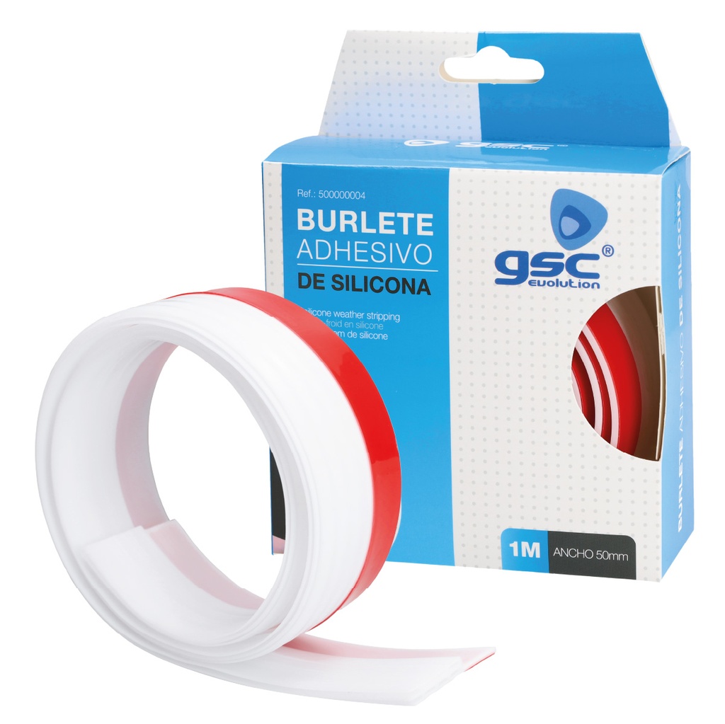Burlete de silicona adhesivo 1M Blanco