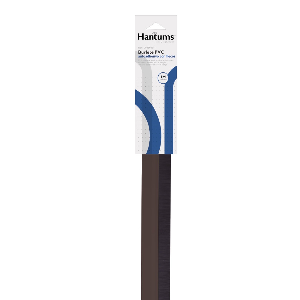 Burlete adhesivo PVC con flecos 1M - Marrón