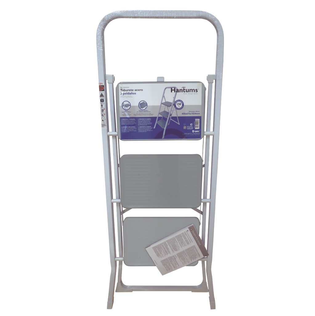 Taburete acero 3 peldaños Máx. 150KG