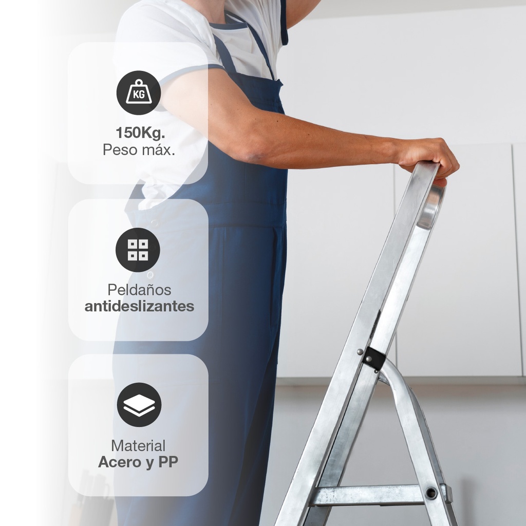 Escalera aluminio 6 peldaños Max. 150kg