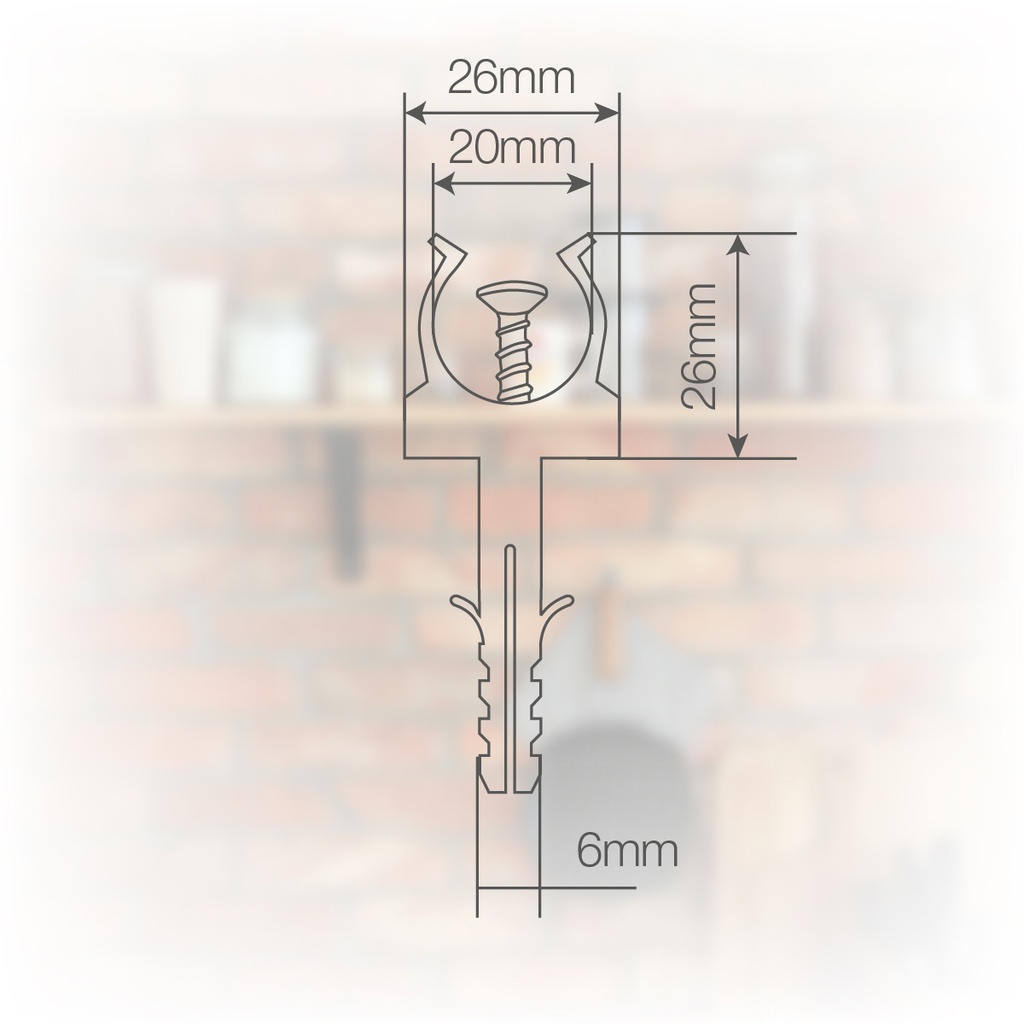 Pack 100u fijadores de tubo con taco Ø20mm