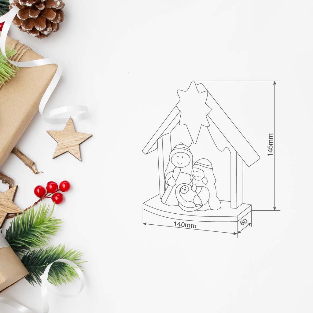 Figura decorativa nacimiento belén - 6u caja exp