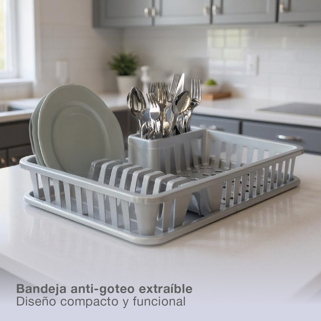 Escurreplatos con bandeja Gris