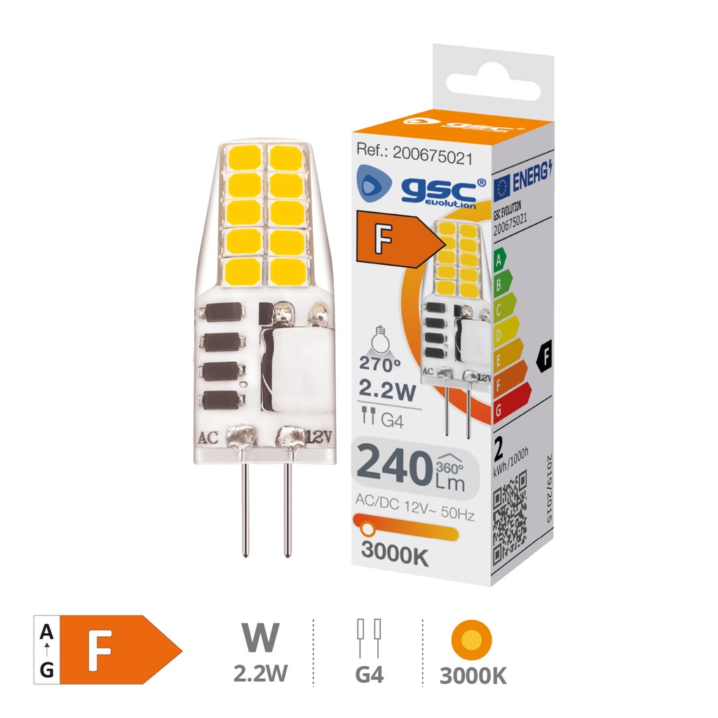 Bombilla LED SMD 2,2W G4 3000K 12V
