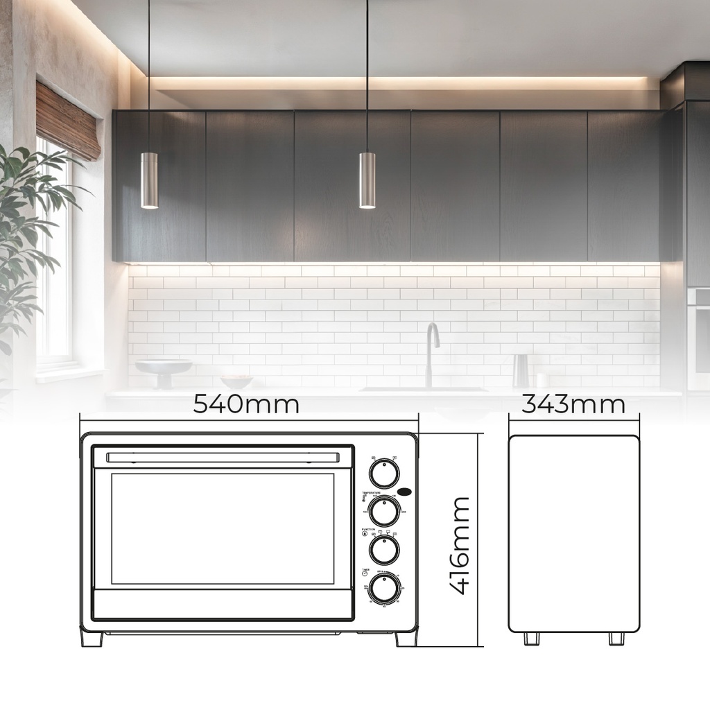 Horno de convección eléctrico Hisarli 38L 2000W
