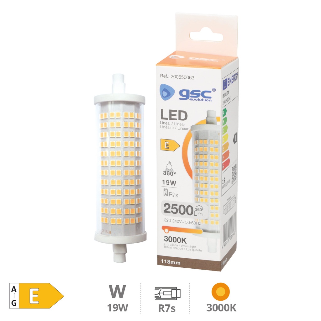 Bombilla lineal LED 118mm R7s 19W 3000K
