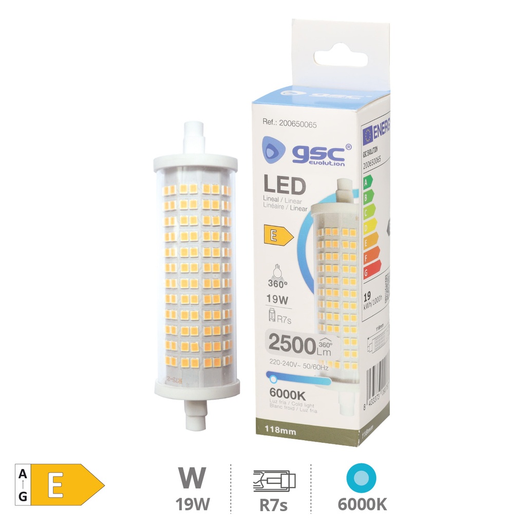 Bombilla lineal LED 118mm R7s 19W 6000K