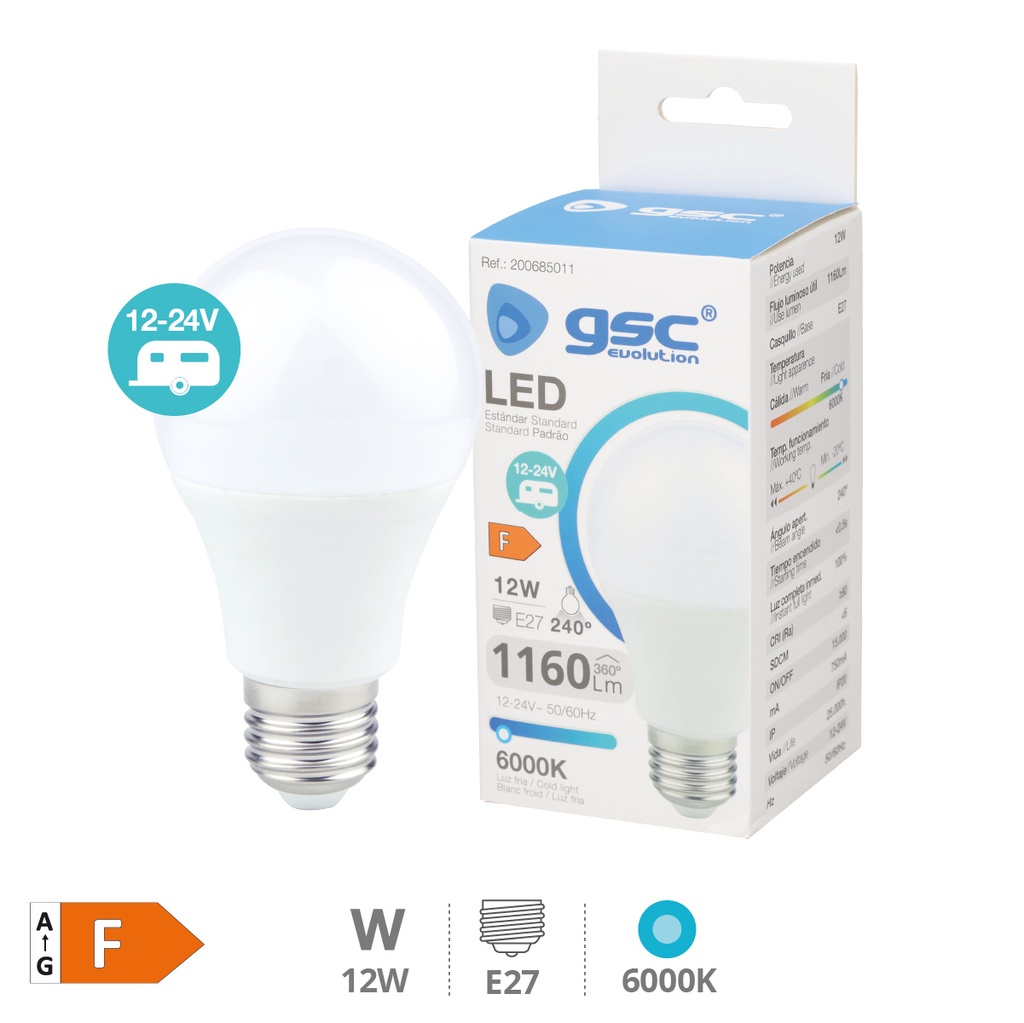 Bombilla LED estándar 12W E27 6000K 12 - 24V