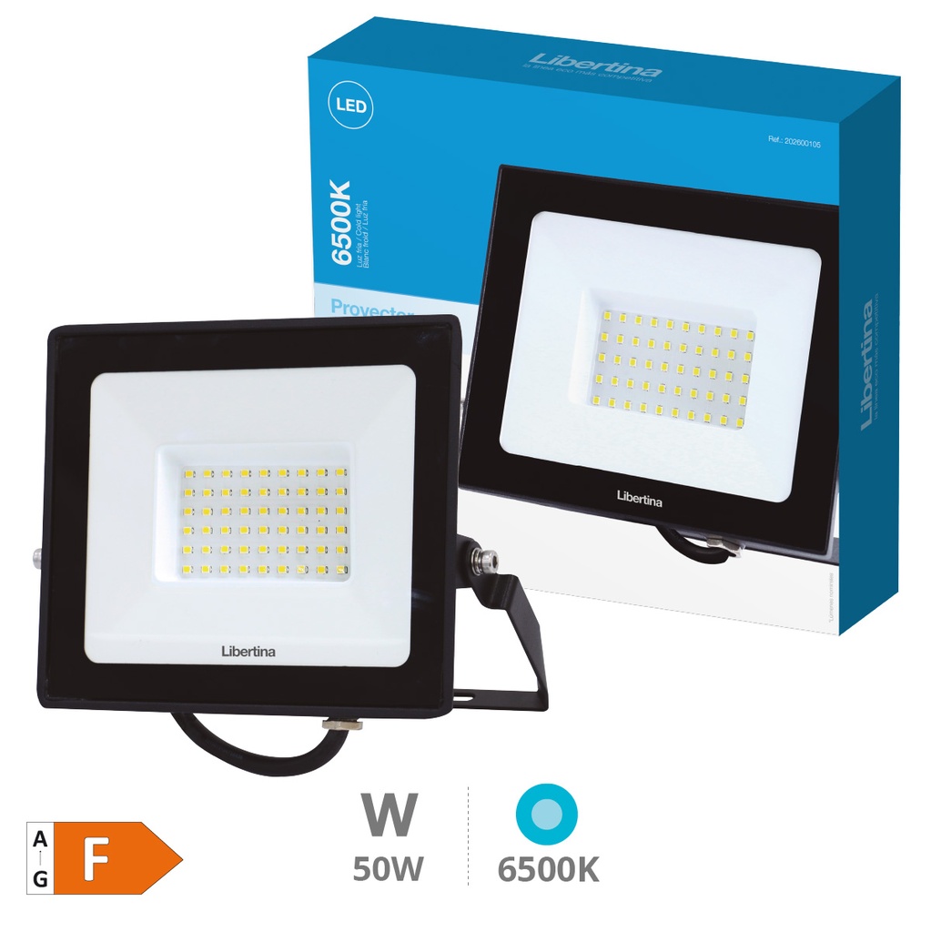 Proyector LED 50W 6500K IP65 Negro - Libertina 