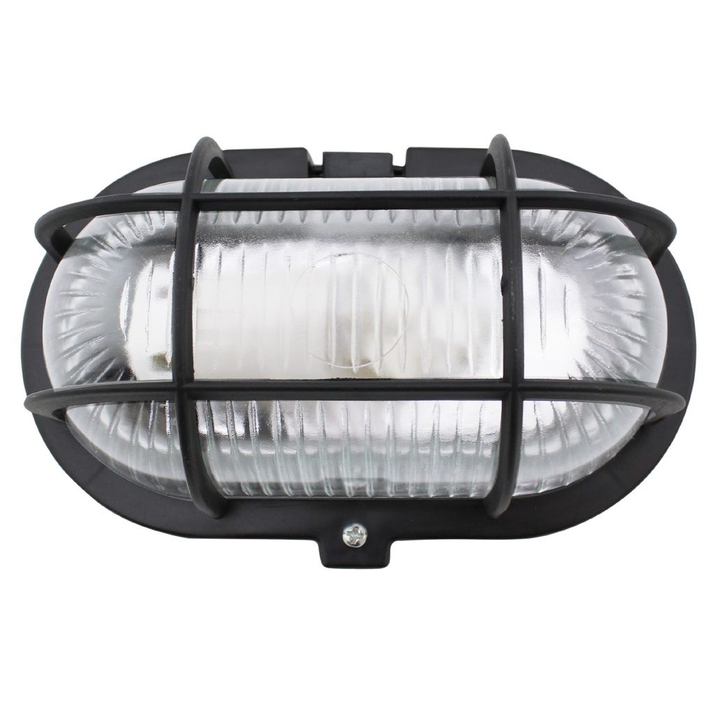 Aplique ovalado plástico, E27 60W 230V Negro