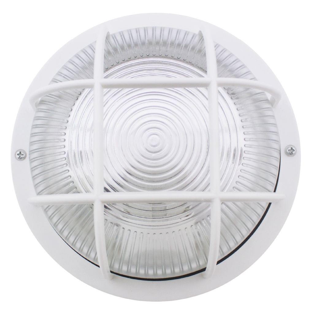 Aplique redondo plástico, E27 60W 230V Blanco