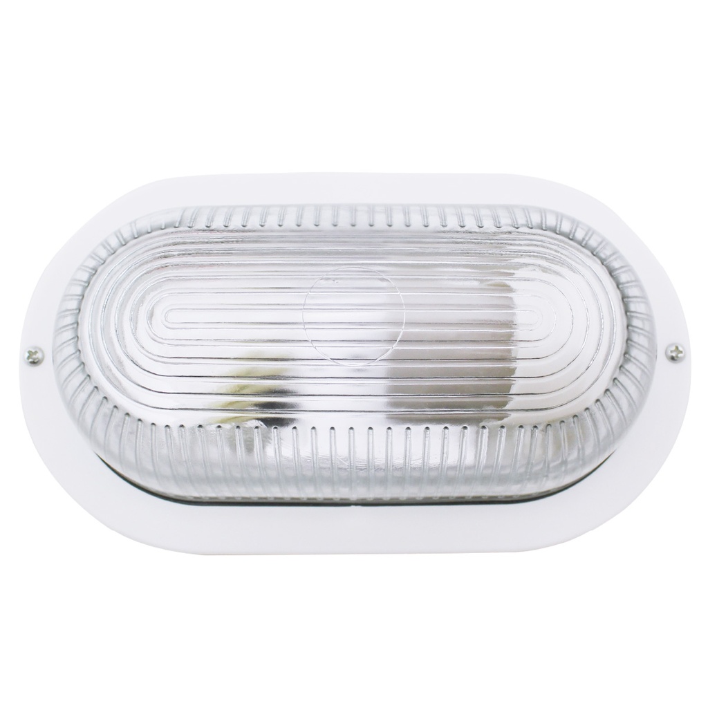 Aplique ovalado plástico liso, E27 60W 230V Blanco