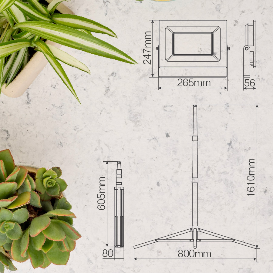 Foco LED con trípode 1x50W 6500K IP65