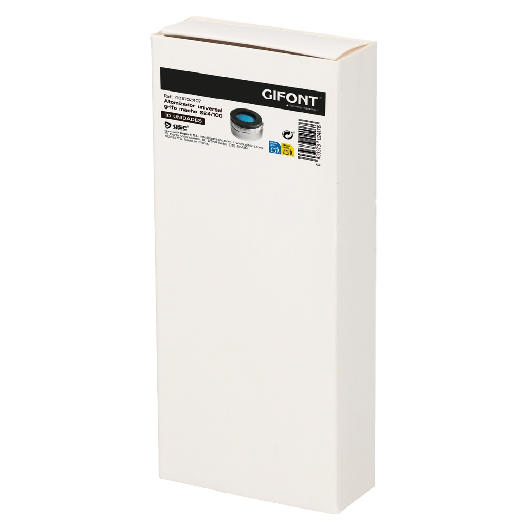 Caja 10 atomizadores macho para grifo Ø24/100