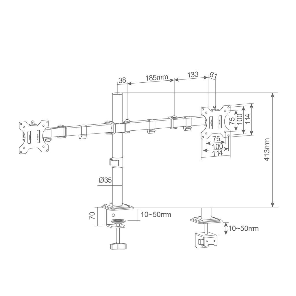 Soporte de TV/Monitor con doble brazo articulado 17" - 27"