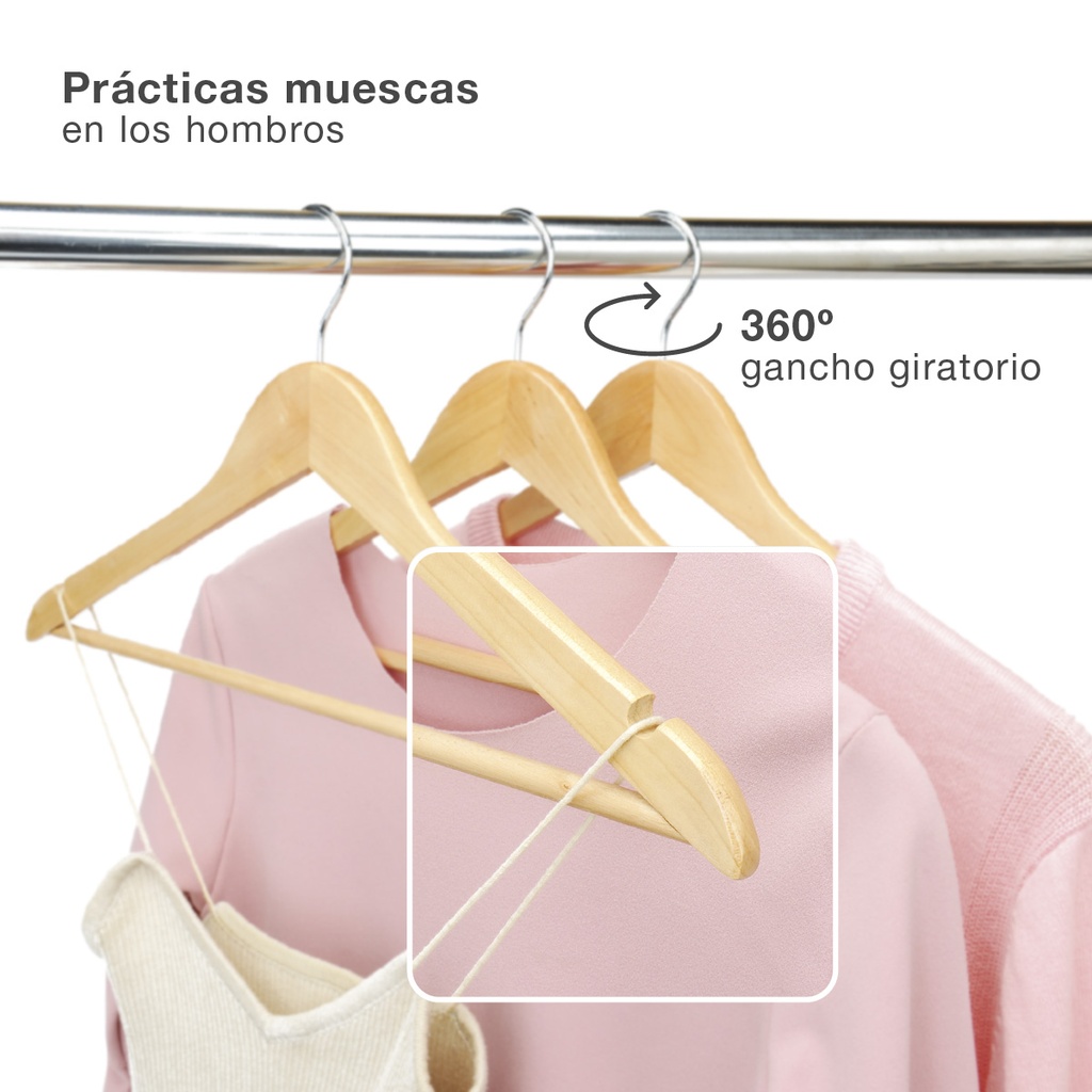 Set de 6 perchas madera