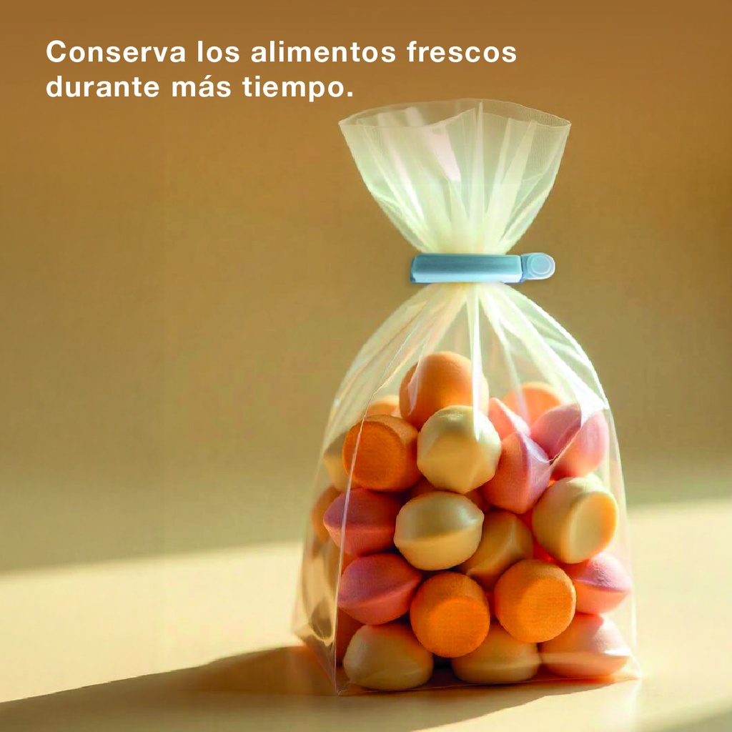 Bolsa 12 pinzas de plástico pequeñas cierra bolsas