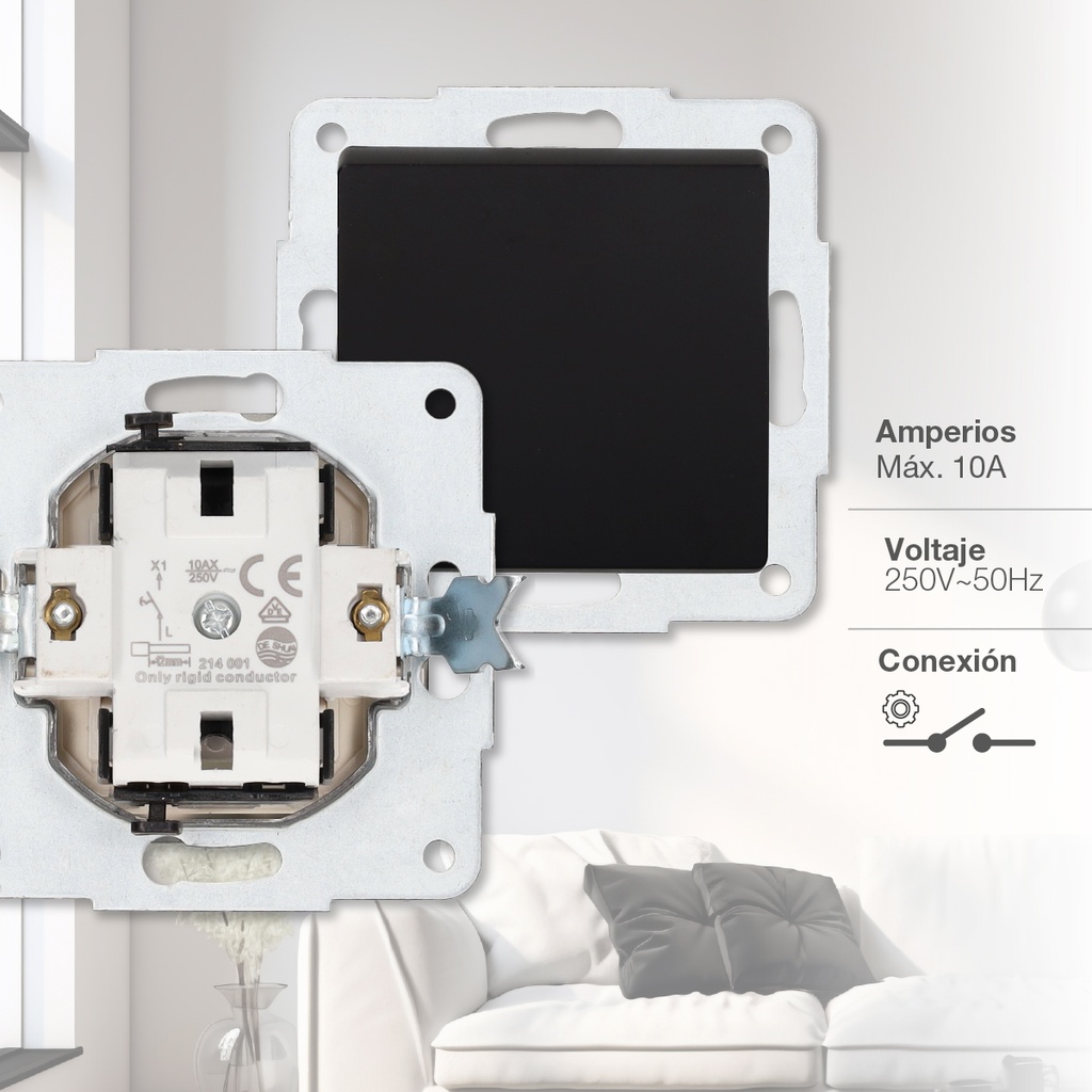 Interruptor empotrable Gamma Negro