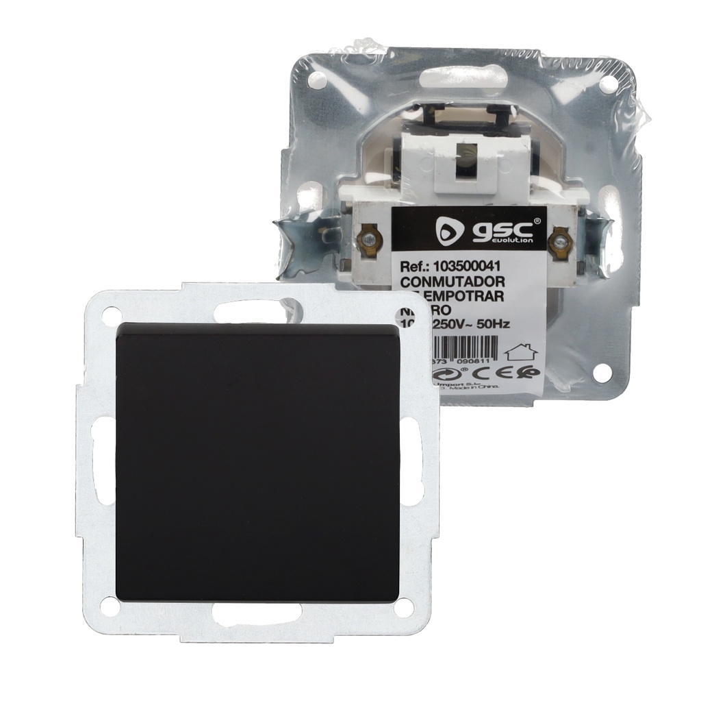 Conmutador empotrable Gamma Negro 