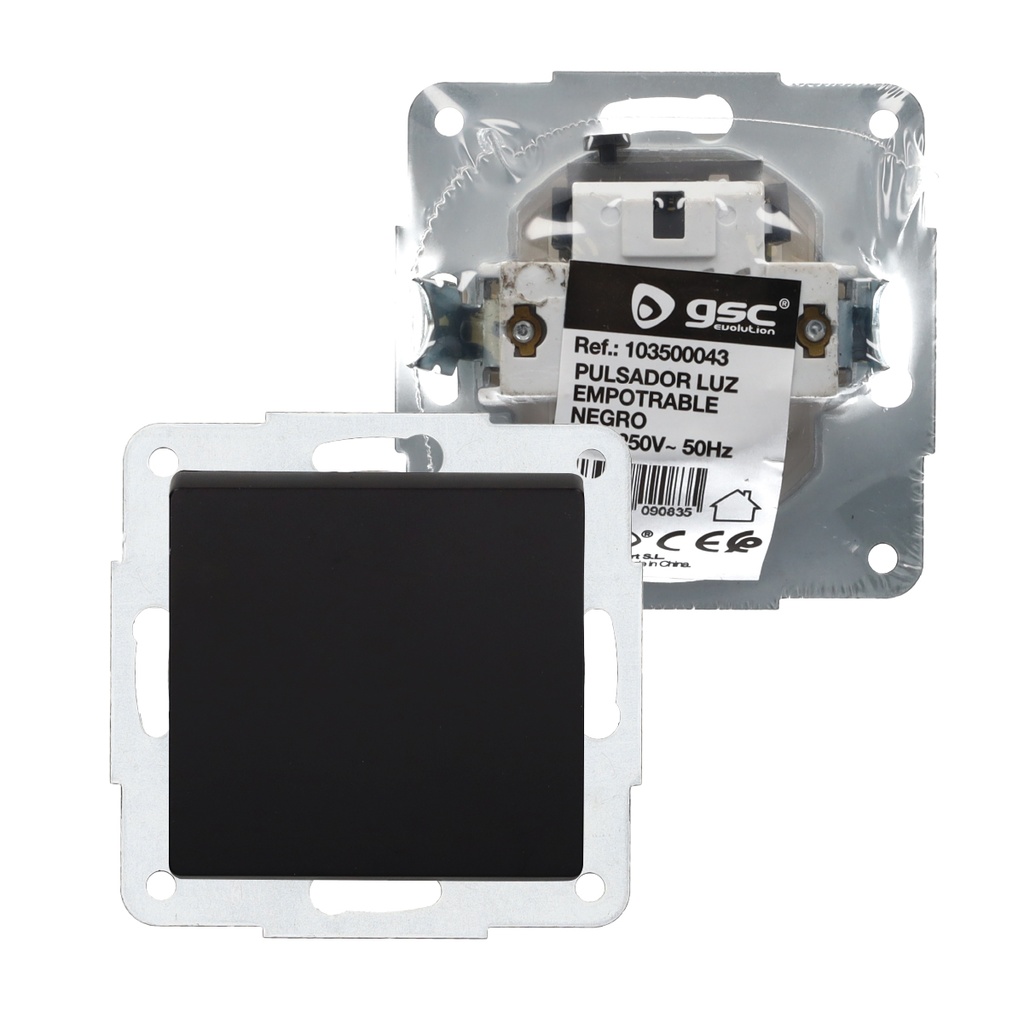 Pulsador empotrable Gamma Negro 