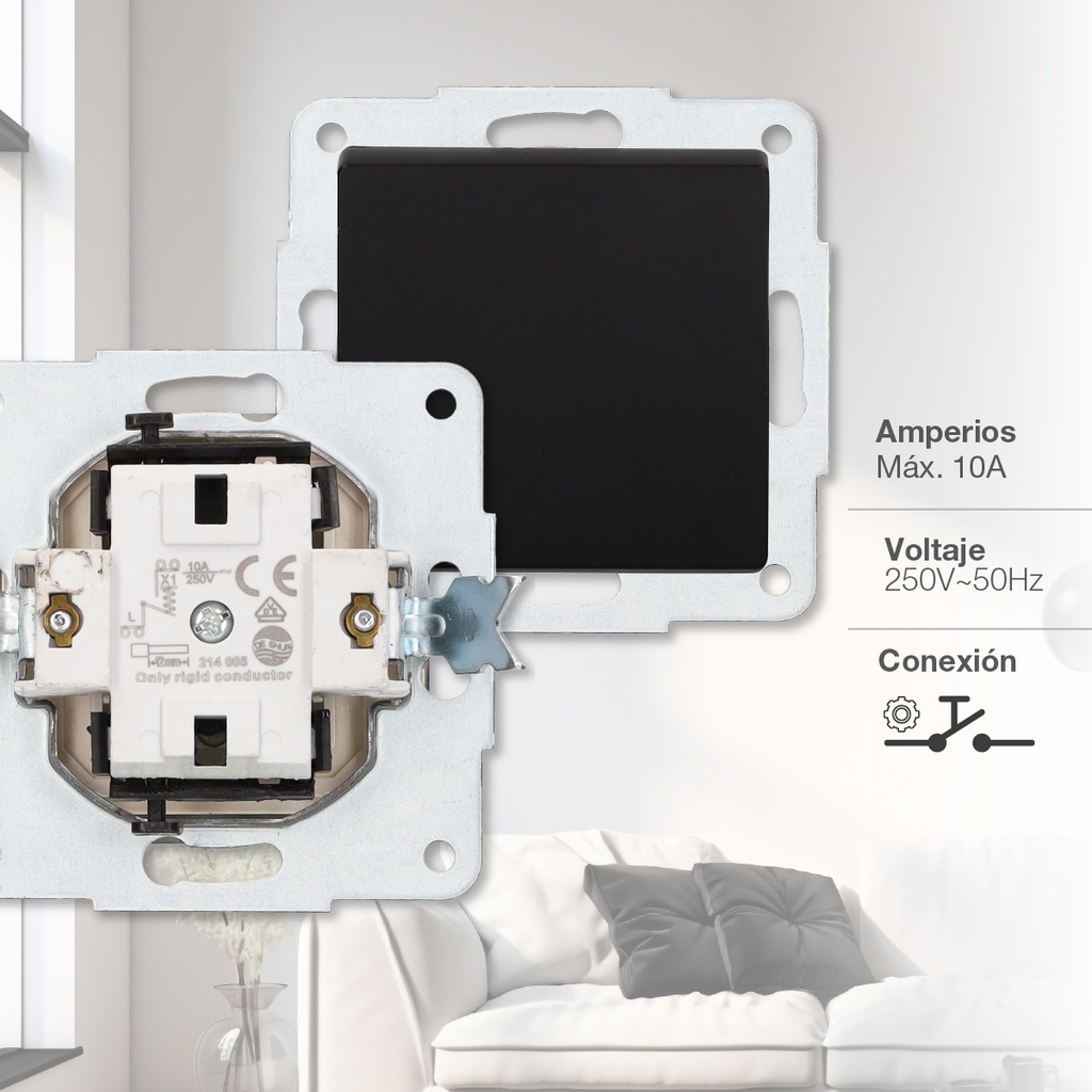 Pulsador empotrable Gamma Negro 