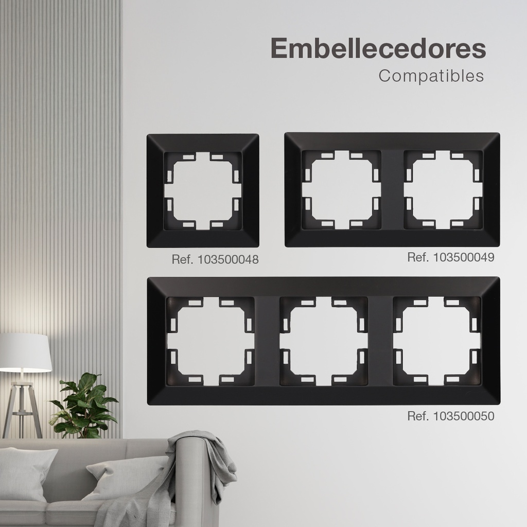 Pulsador empotrable Gamma Negro 