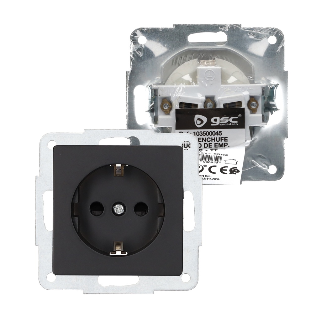 Base enchufe sucko empotrable Gamma Negro 