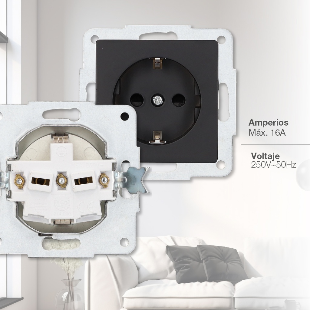 Base enchufe sucko empotrable Gamma Negro 