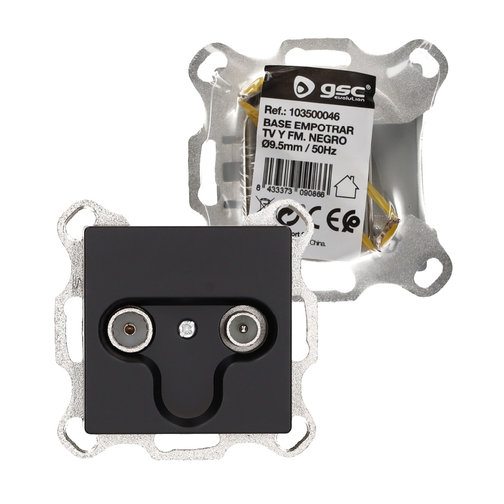 Base de TV y FM empotrable Gamma Negro 