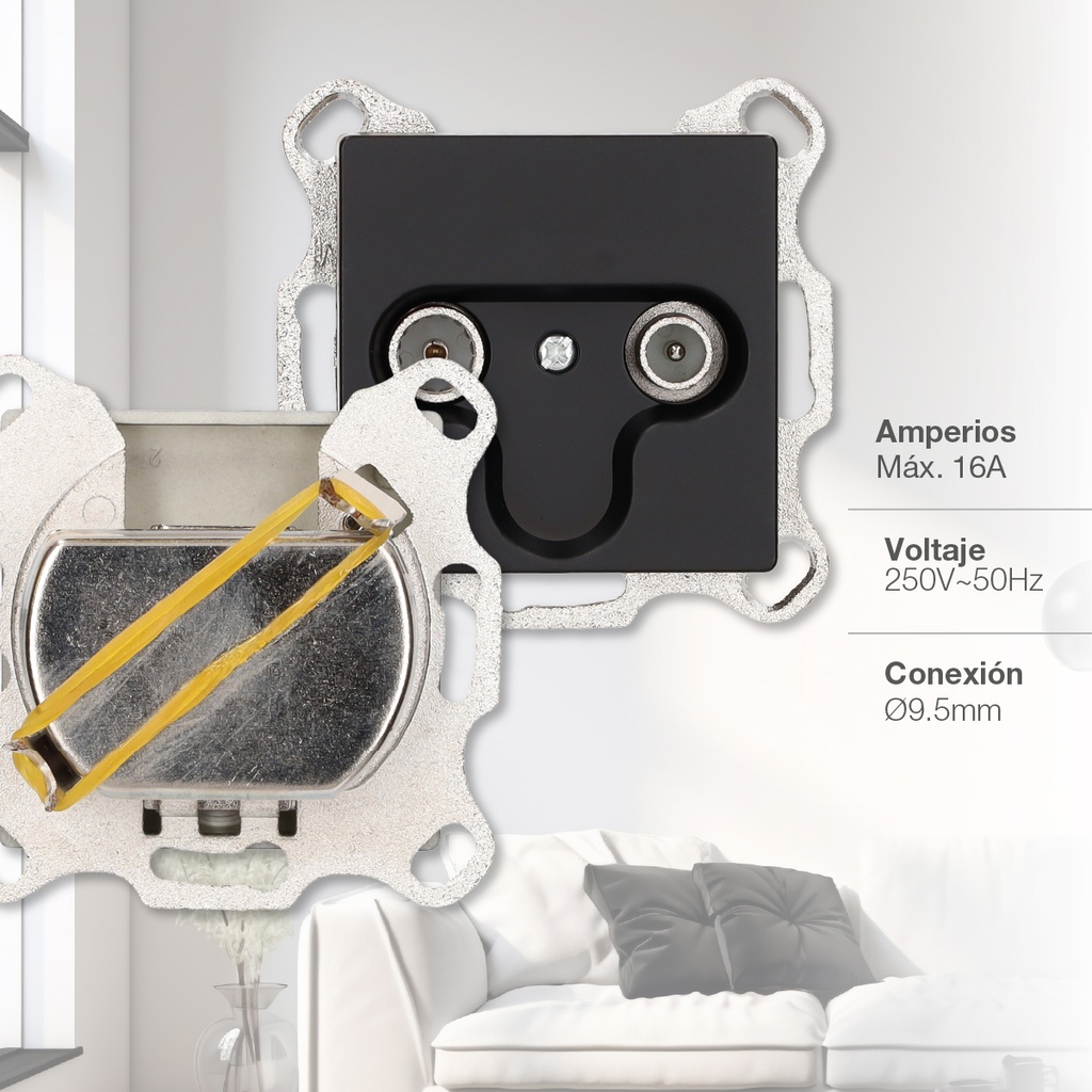 Base de TV y FM empotrable Gamma Negro 