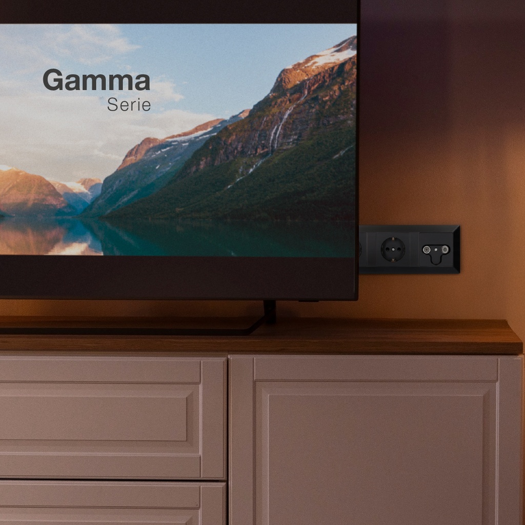 Base de TV y FM empotrable Gamma Negro 