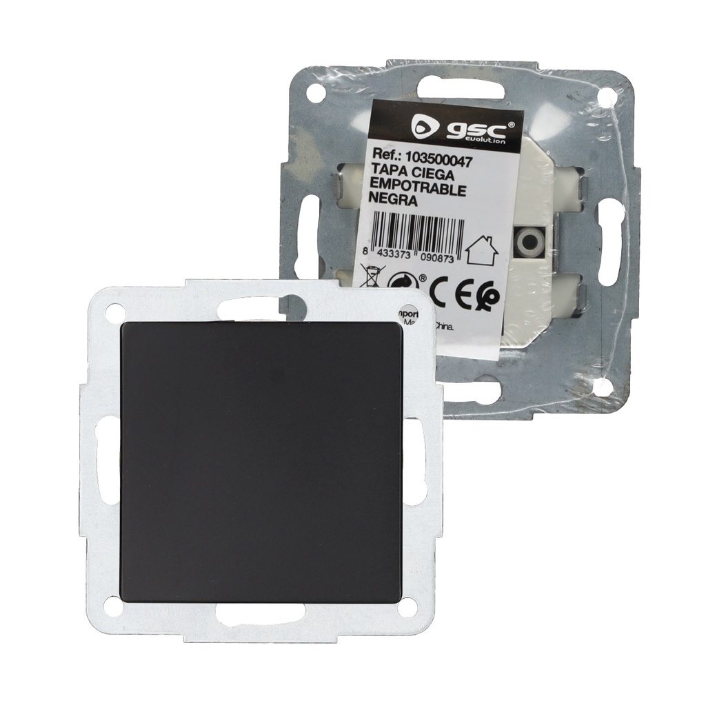 Tapa ciega empotrable Gamma Negro 