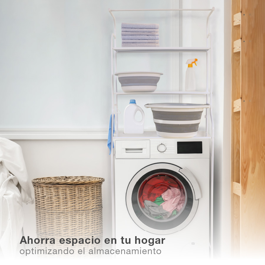Estantería para lavadora 3 niveles Blanco