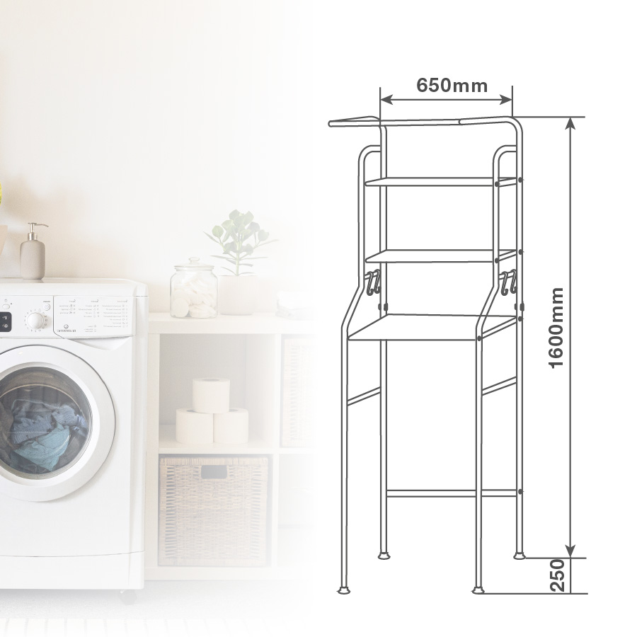 Estantería para lavadora 3 niveles Blanco