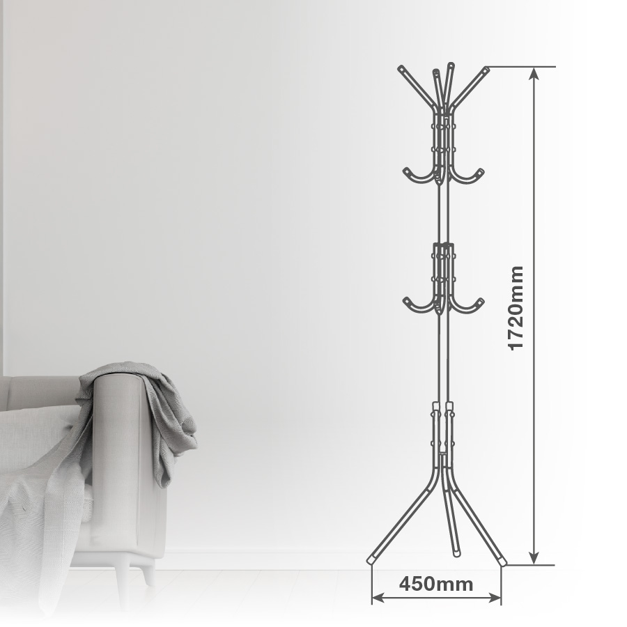 Perchero de pie con 12 colgadores Negro 