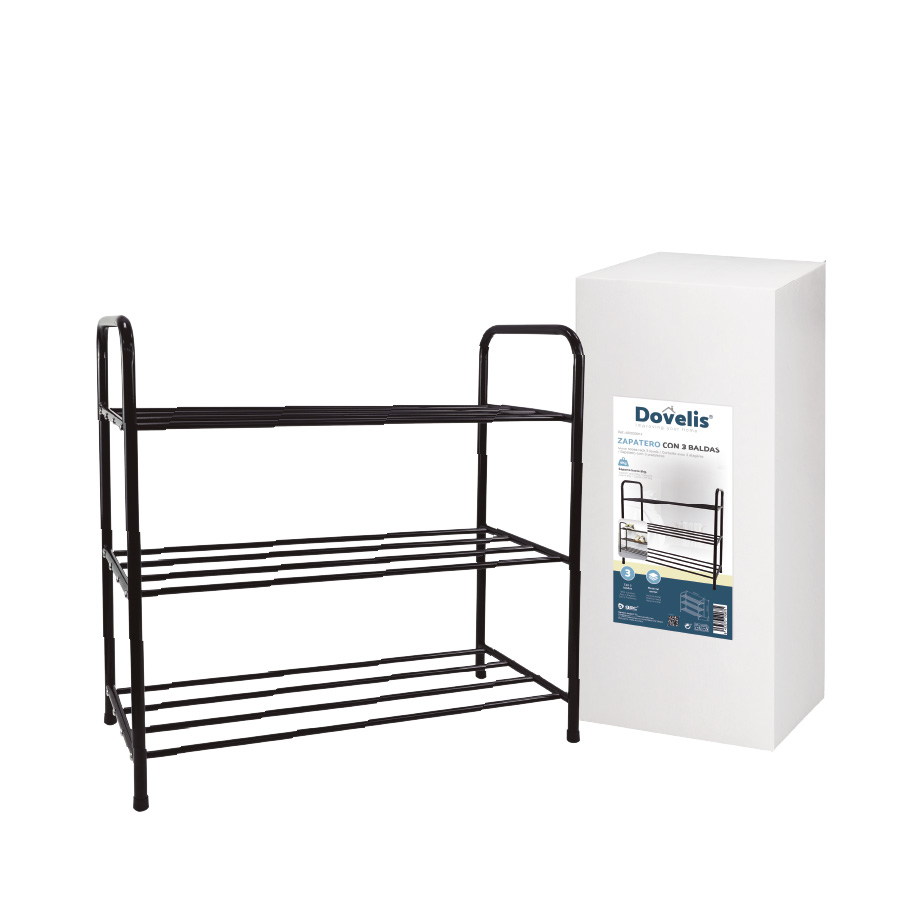 Zapatero con 3 baldas Negro 