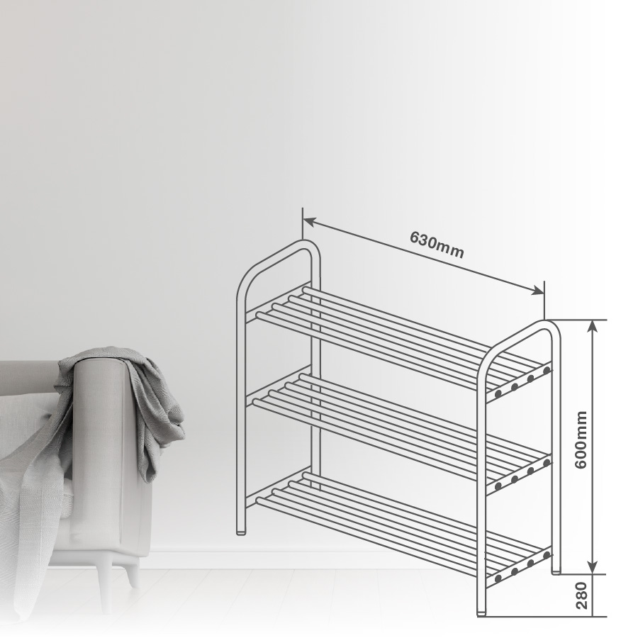 Zapatero con 3 baldas Negro 