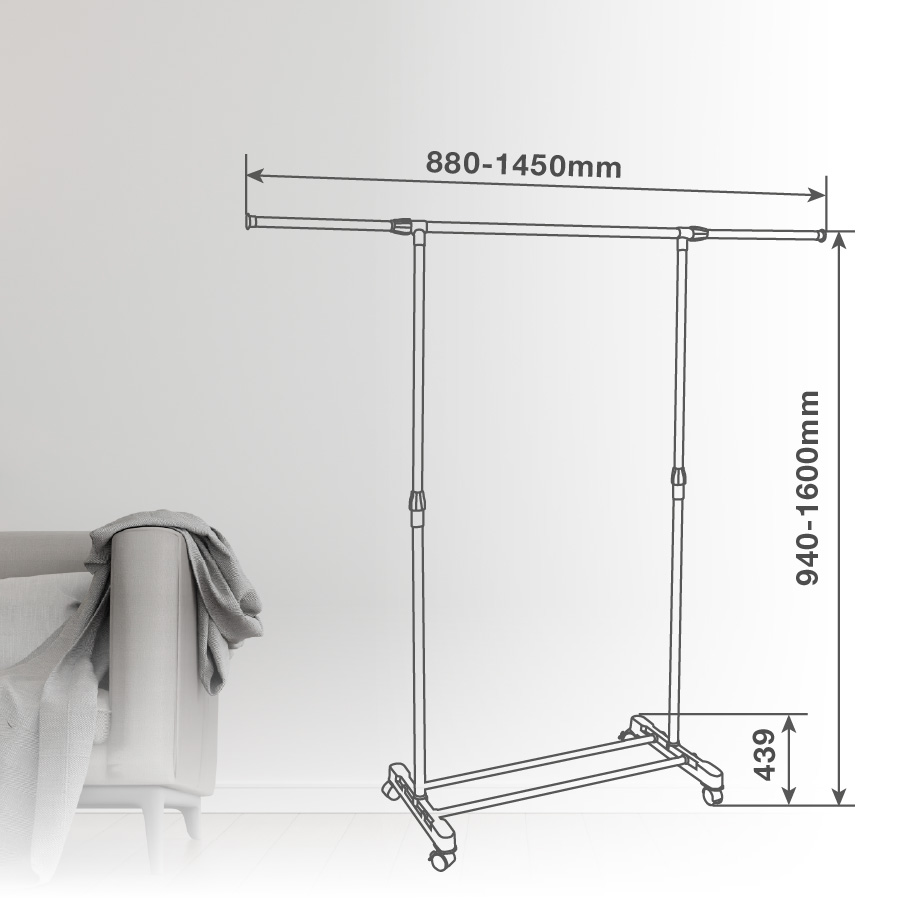 Burro ropa con ruedas 940 - 1600mm 