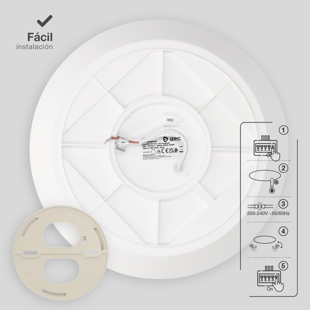 Plafón techo LED Kandak 18W 3000-4000-6500K