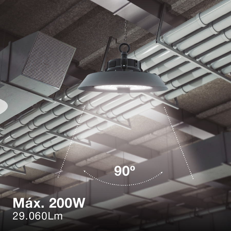 Campana industrial LED Mitope 120 - 160 - 200W 90º 3000 - 4000 - 5700K - Pro Line