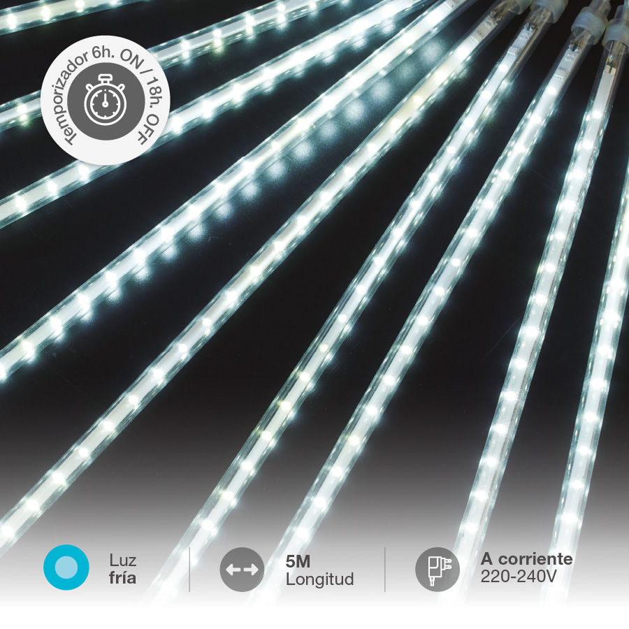 Cortina LED efecto lluvia de meteoros 5x0,3M Luz fría