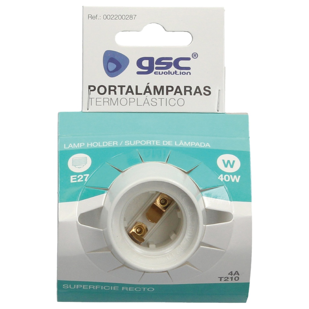 Portalamparas superficie recto E27 Blanco