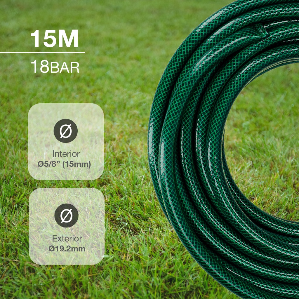 Kit manguera jardín Bairia Ø5/8" 15mm 15M