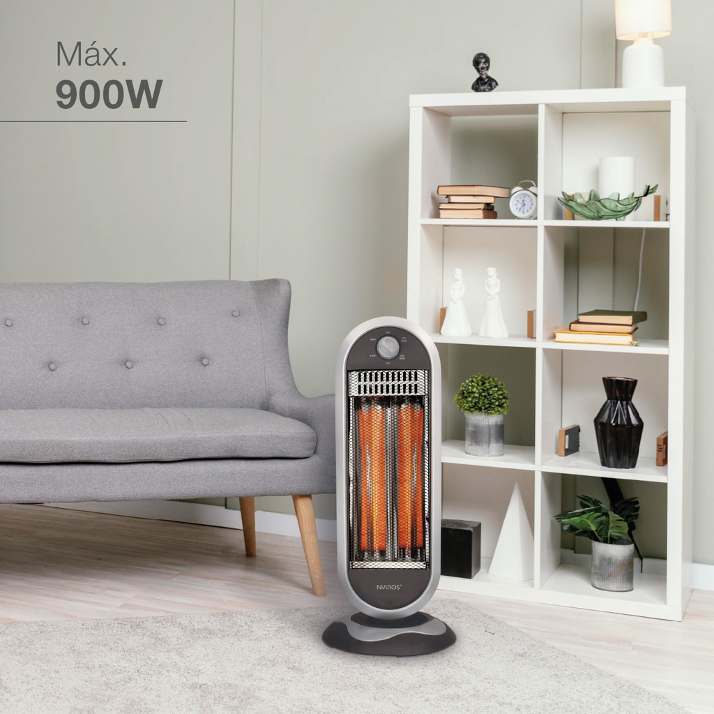 Estufa eléctrica giratoria tubos de carbono Mukah Máx. 900W