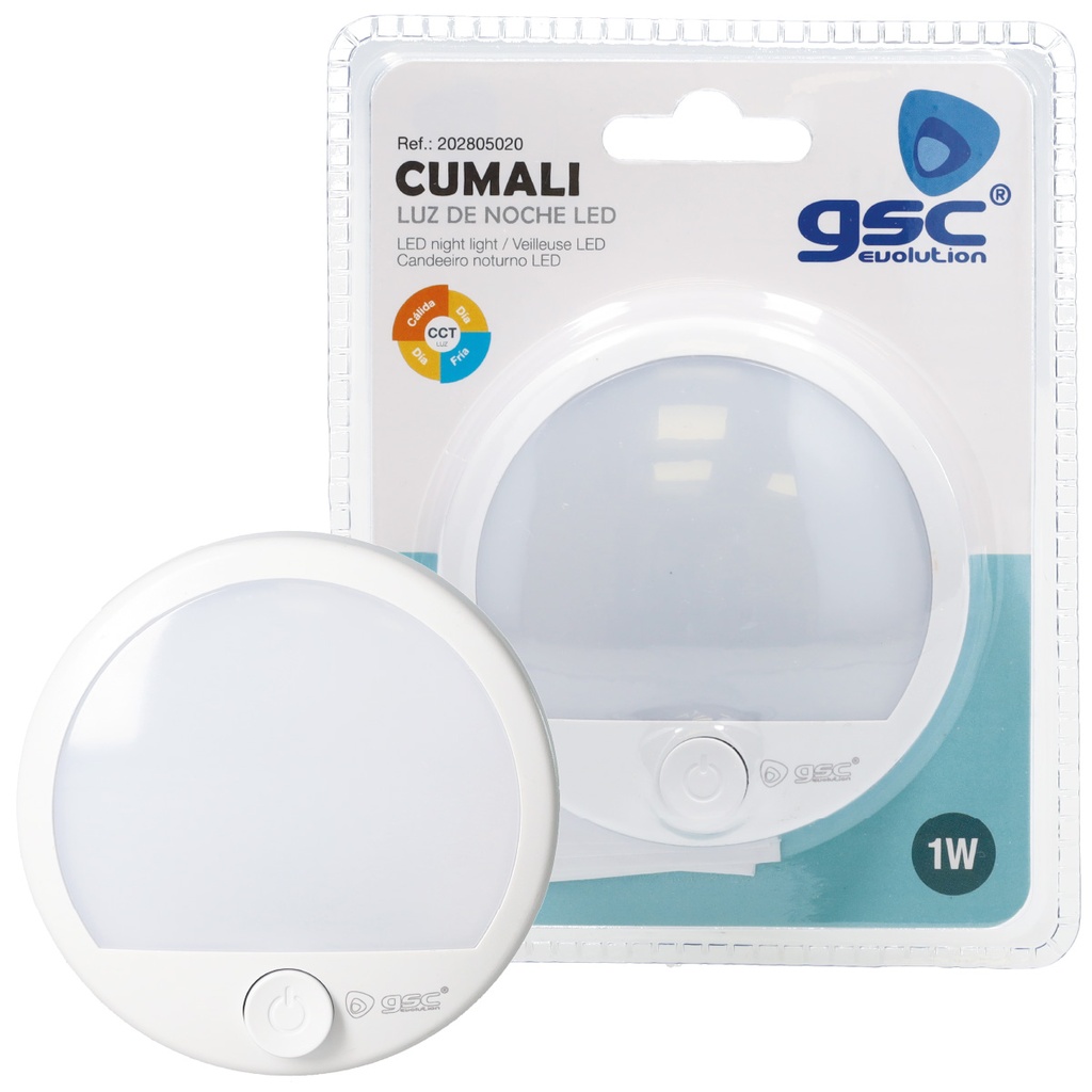 Luz de noche LED con interruptor Cumali 1W 3000 - 4000 - 6500K 