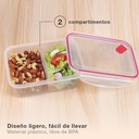 Táper hermético dividido de plástico con válvula 0.8L