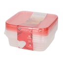 Pack de 4 táperes cuadrados de plástico 1L