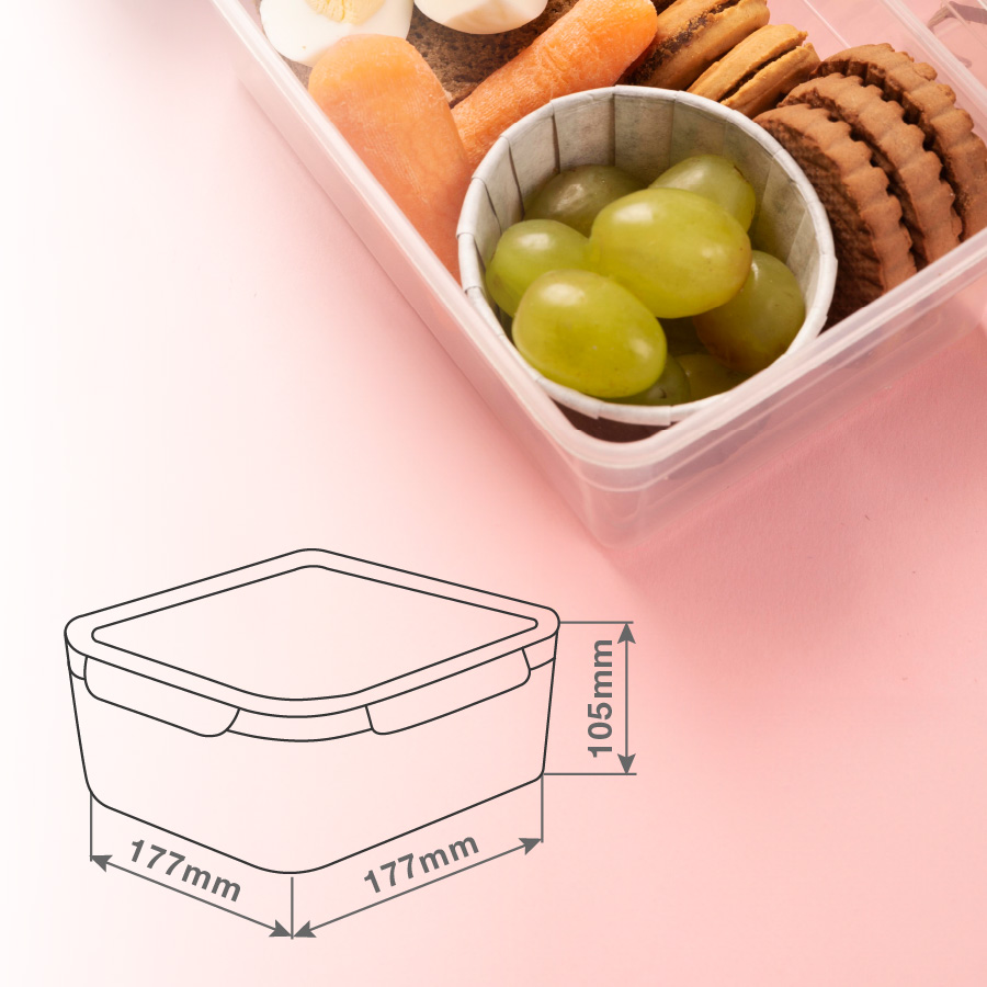 Pack de 4 táperes cuadrados de plástico 1L